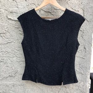 Lawrence Kazar black silk beaded top